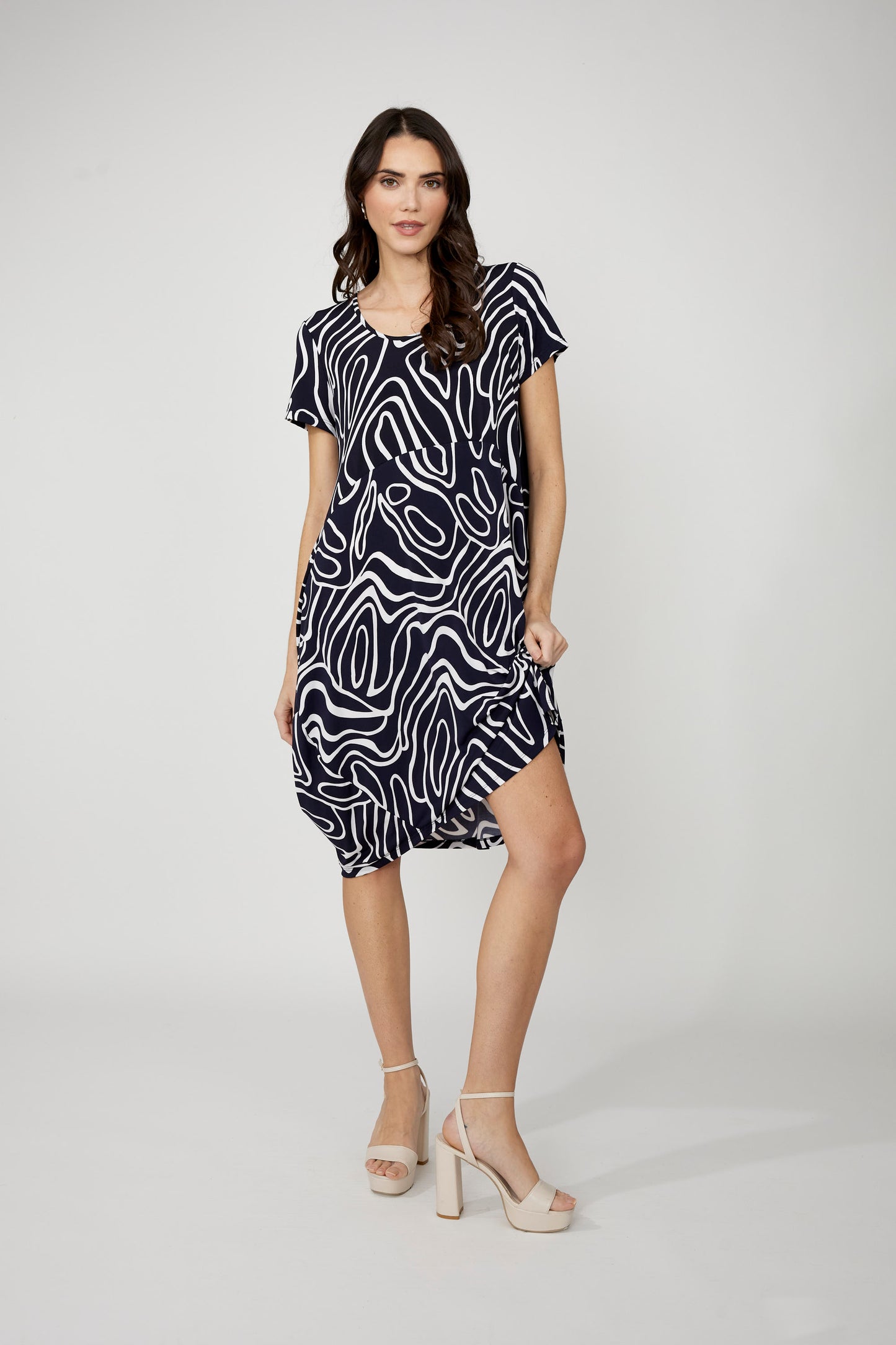 Compli K Black and White Knee Length Dress