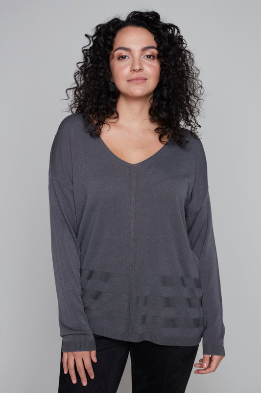 Carre Noir Gray V neck Sweater