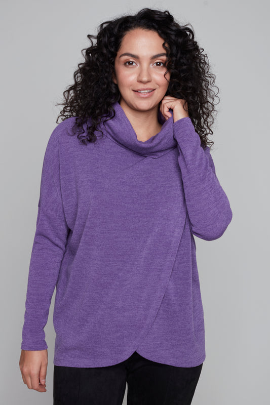 Carre Noir Purple Cowl Neck