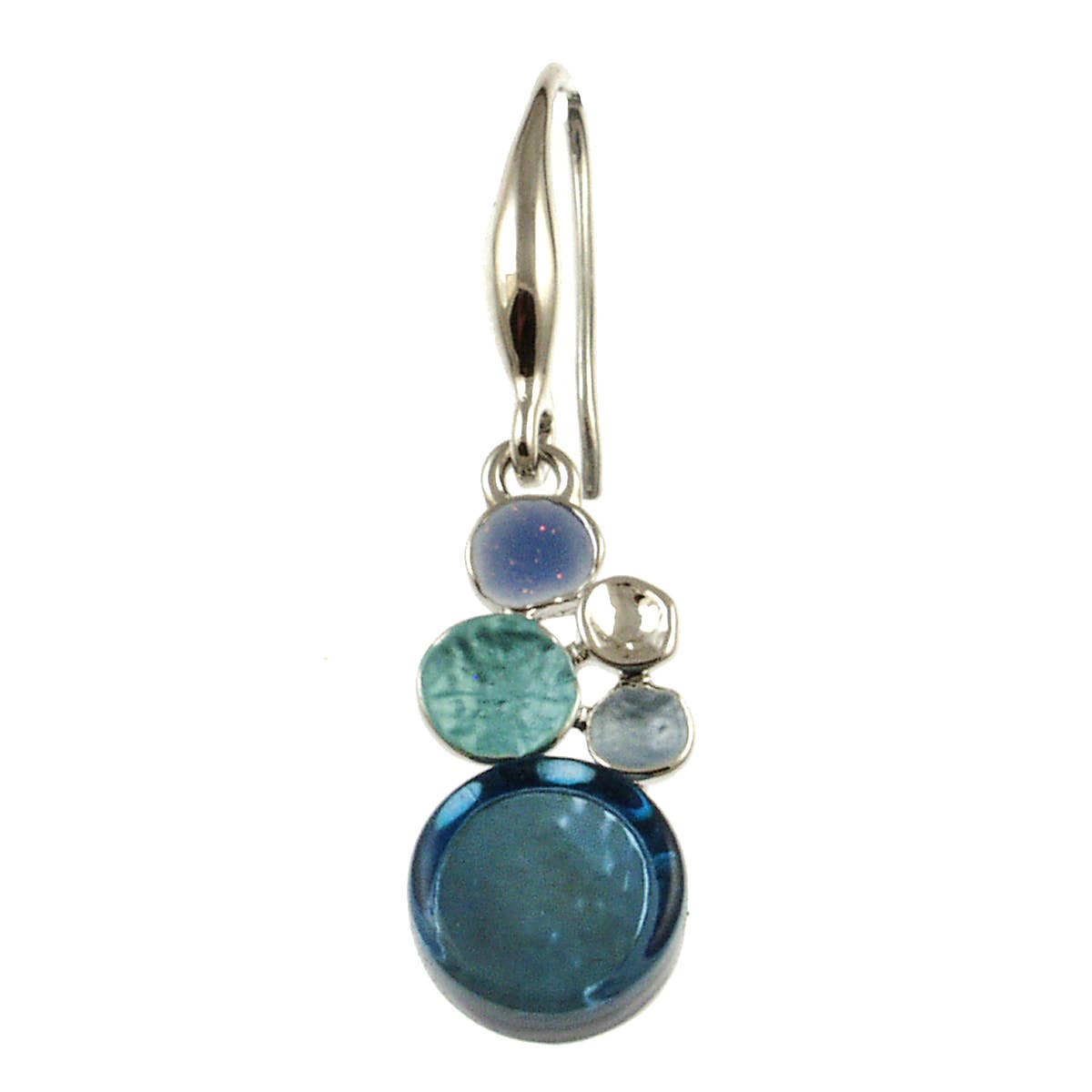 Multi Dot Earrings, 2-Tone Shell & Resin: Blues, Multi; Wht