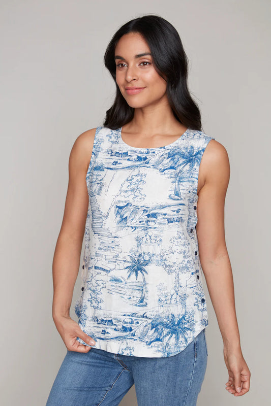 Carrie Noir Toile Linen Tank