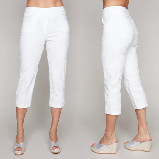 Carre Noir White Embroidered Capri's