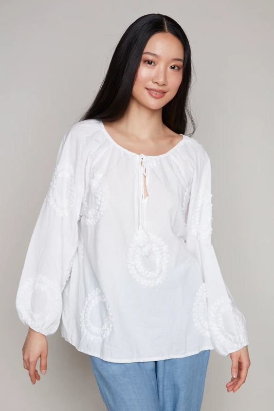 Carre Noir White Tassel Blouse