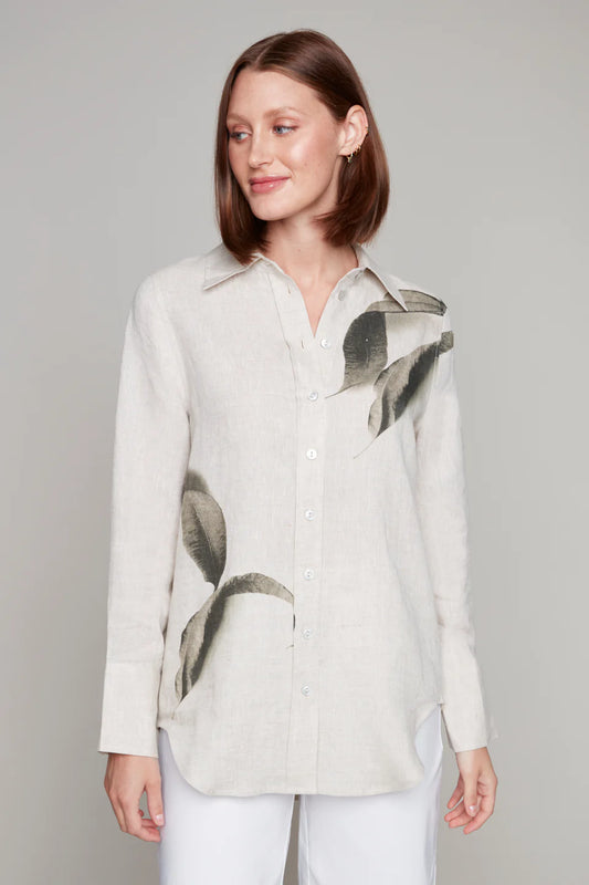 Carre Noir Linen/Cotton Leaf Blouse