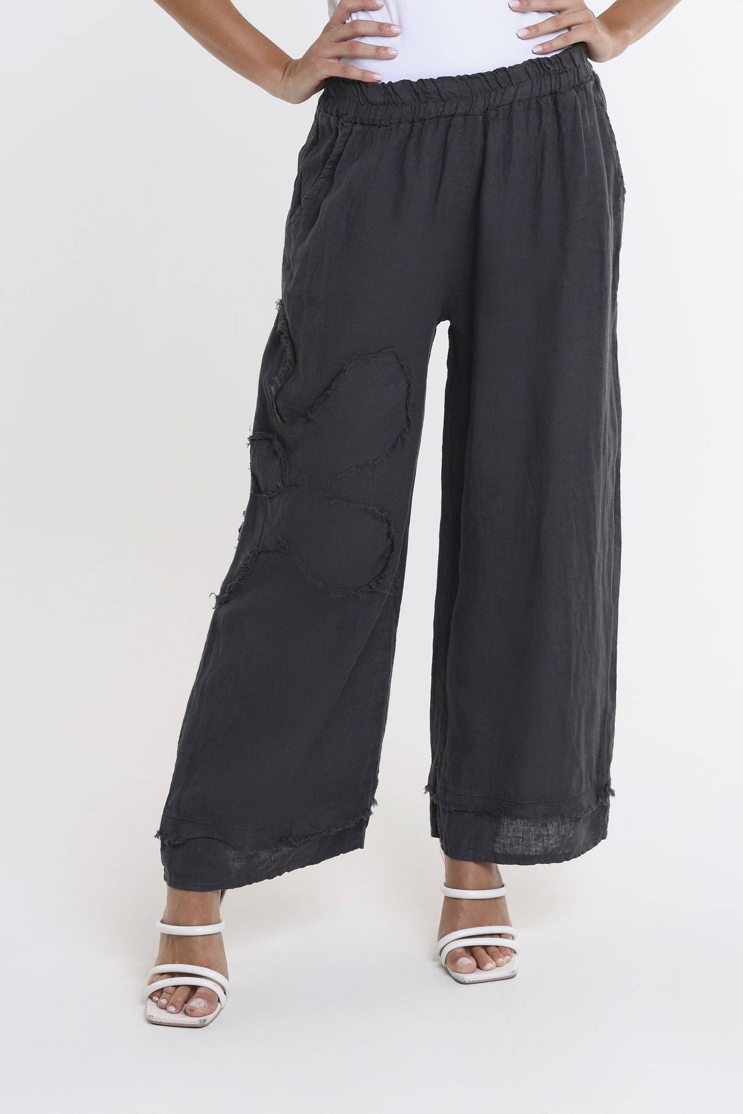 Flower Yvette Raw Edge Linen Pant (PL197F)