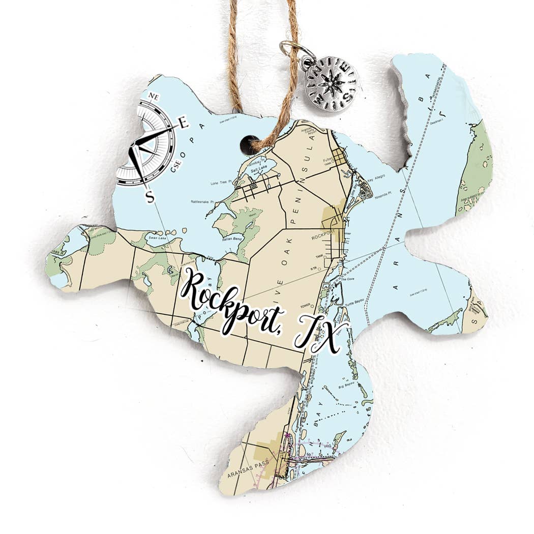 Wood Ornament - Turtle - Custom MAP Location- Best Seller!