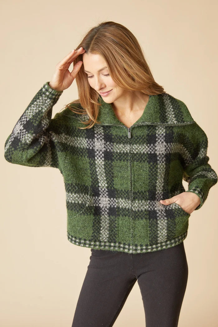 Habitat Plaid Zip Jacket in Fern