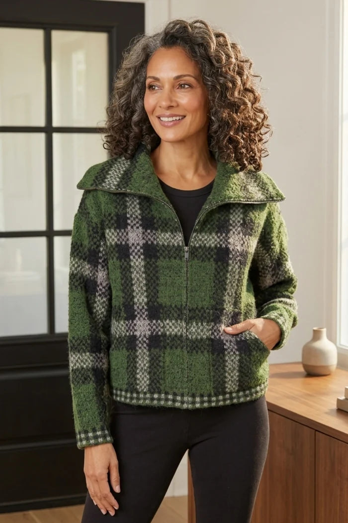 Habitat Plaid Zip Jacket in Fern