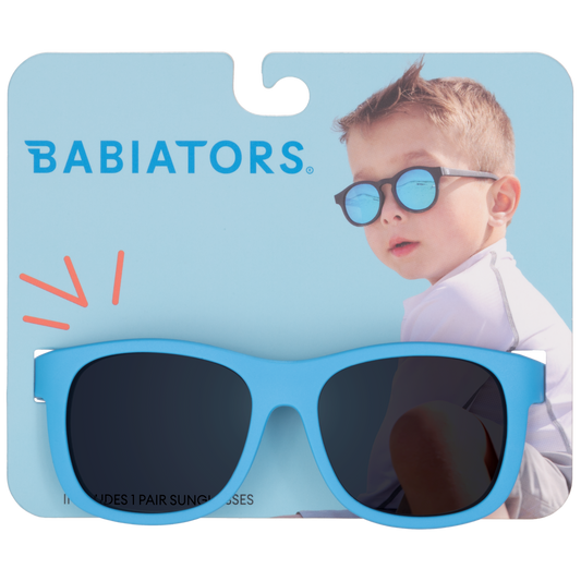 Sky Blue Kids Navigator Sunglasses on Peggable Hangtag