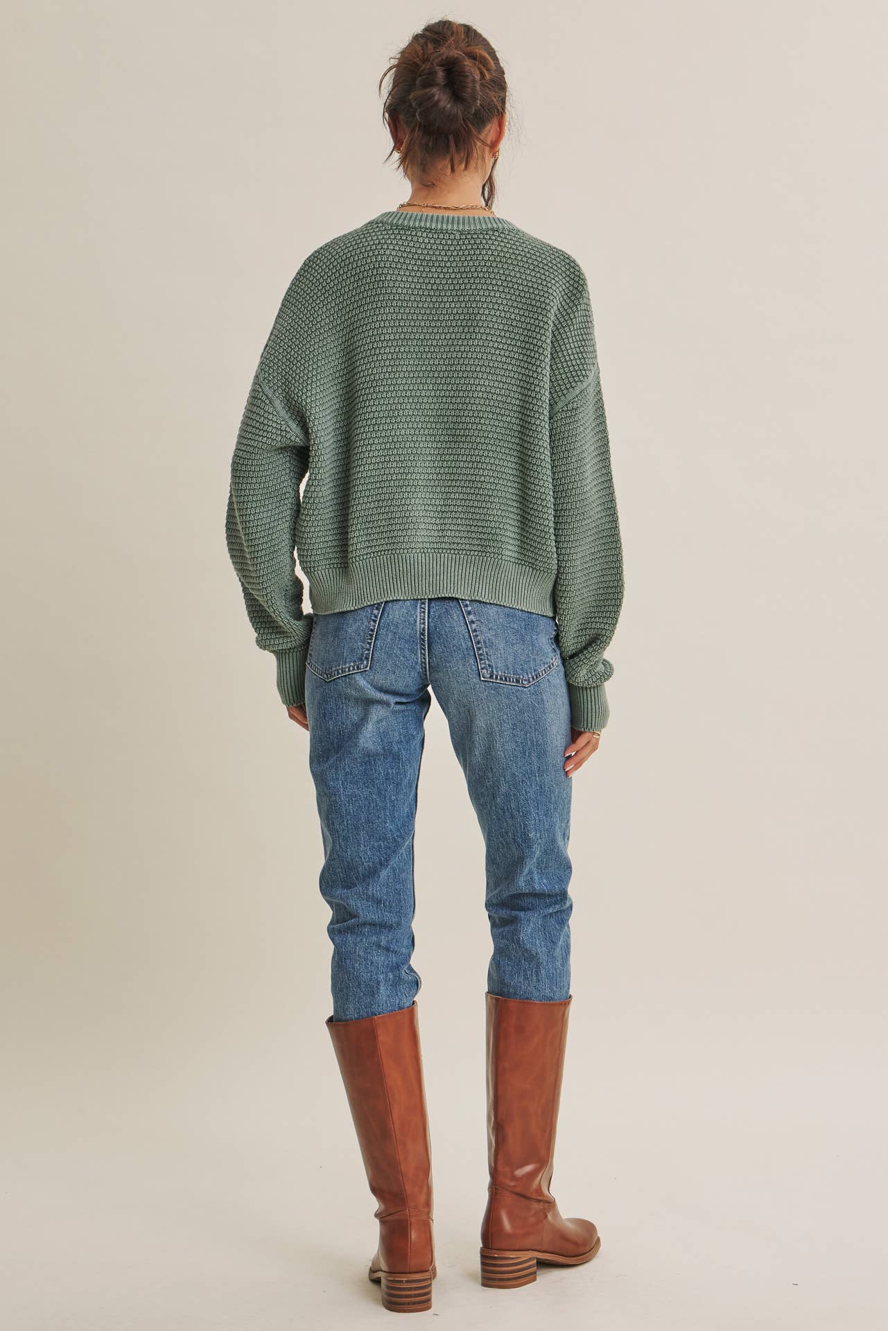 SEASONLESS MINERAL-WASHED COTTON WAFFLE BUTTON-DOWN CARDIGAN