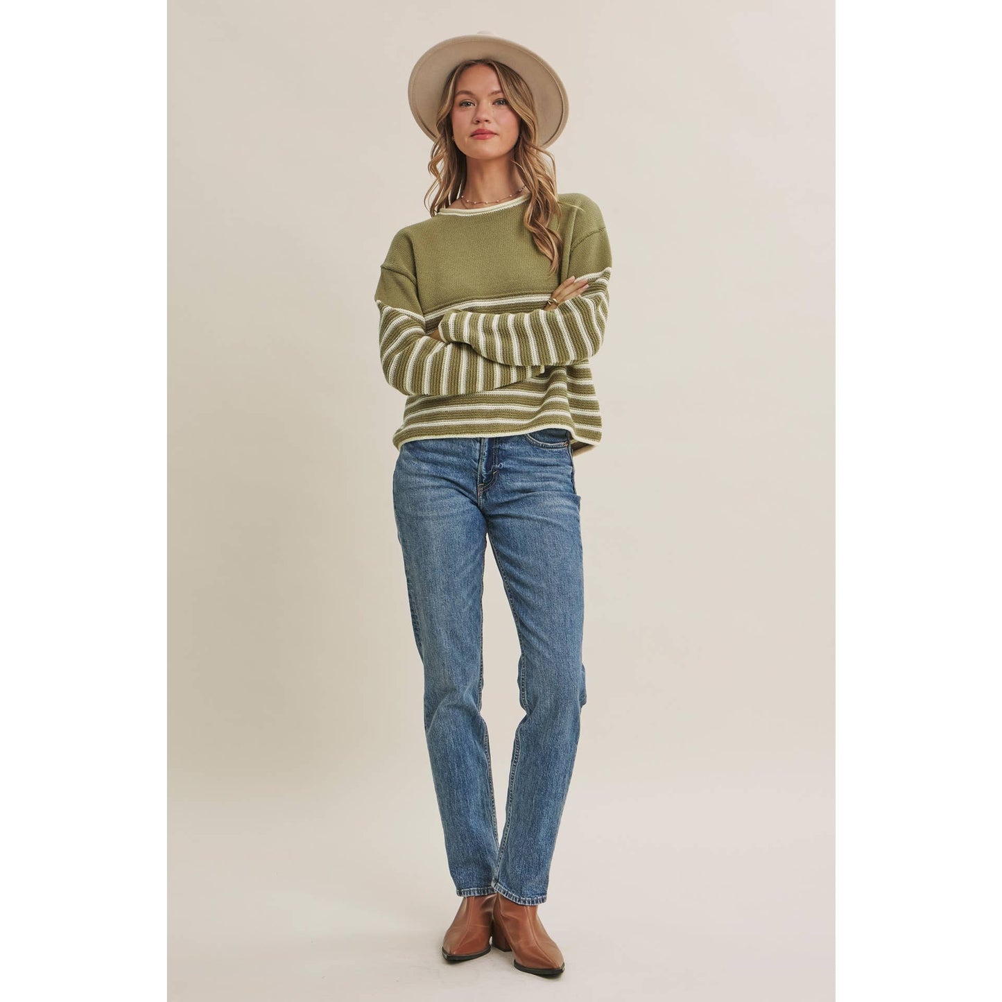 COZY Cabin  Stripe Sweater Top