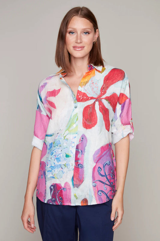 Claire DesJardins Smattering of Spring Linen Blouse