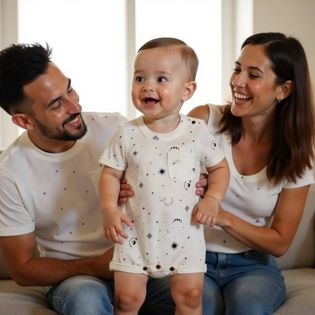 Baby kid organic short sleeve romper | celestial stars