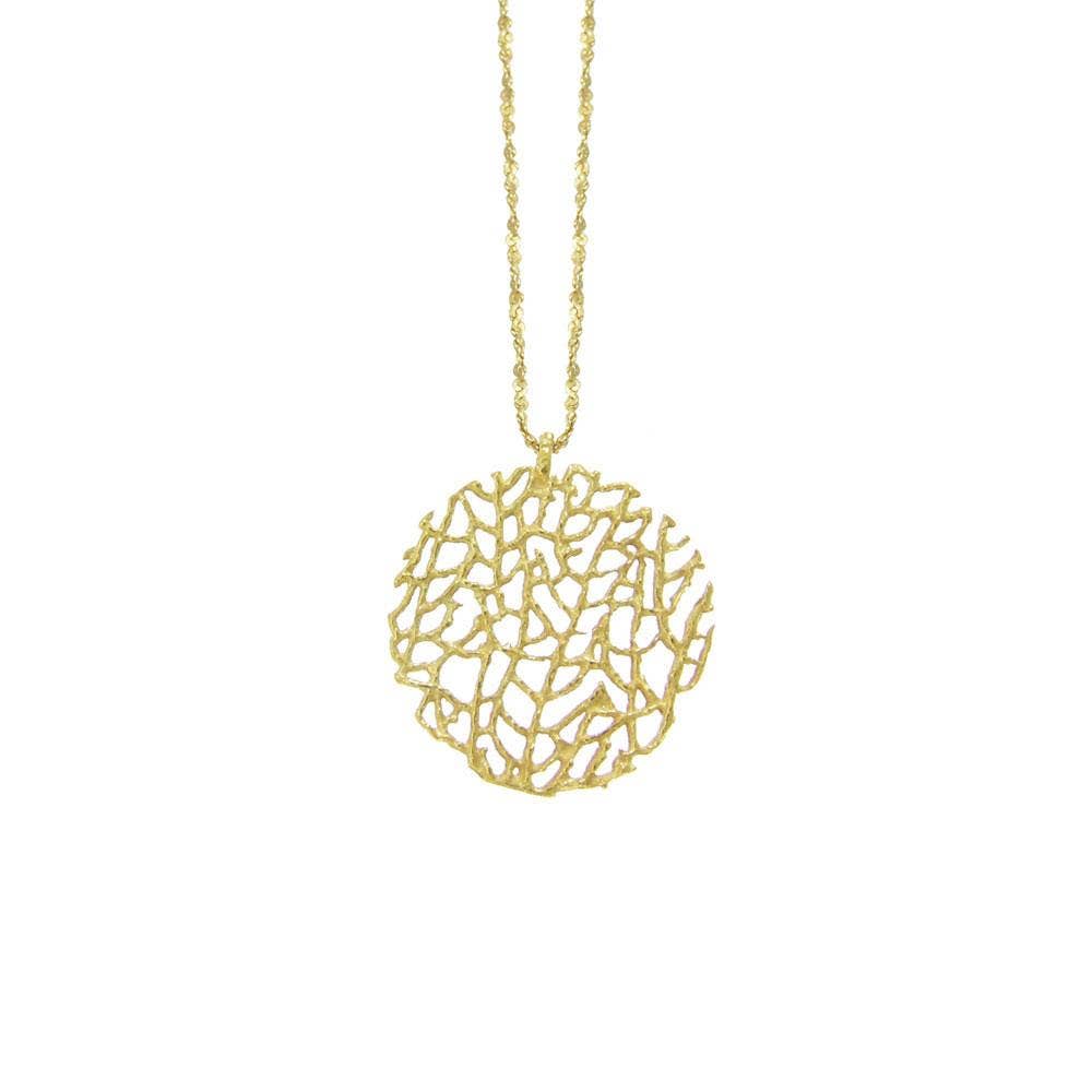 Small Coral Disc Necklace