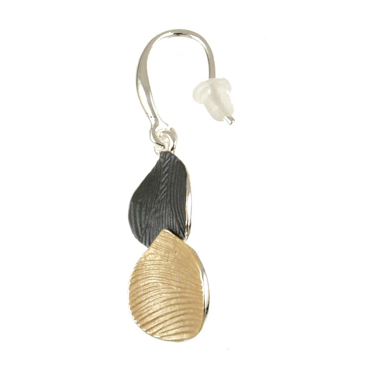 Lily Leaf Duo Drop Earrings:  Blues; Gray/Slvr; Gray/Gold 1"
