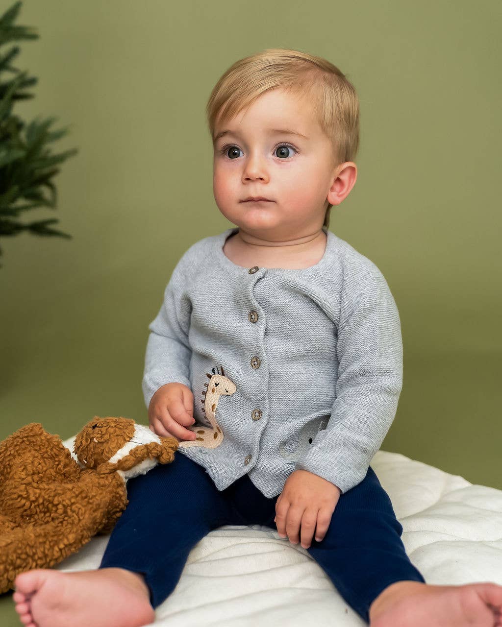 Animal Safari Embroidered Baby Cardigan Sweater (Organic)