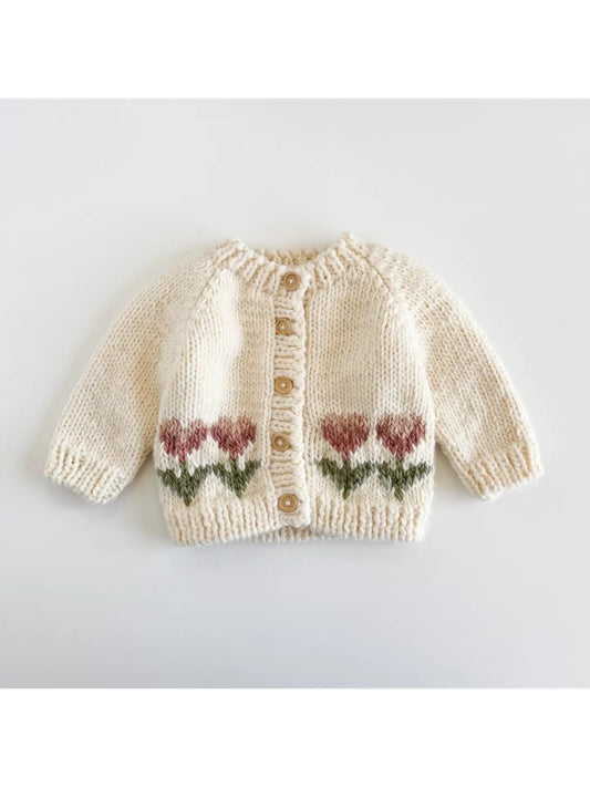 Tulip Flower Baby  Hat and Cardigan set 12-24 Months