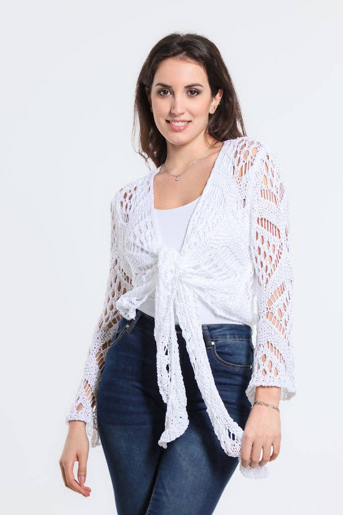 Kandra Open Knit Tie Front Bolero (CLS303)