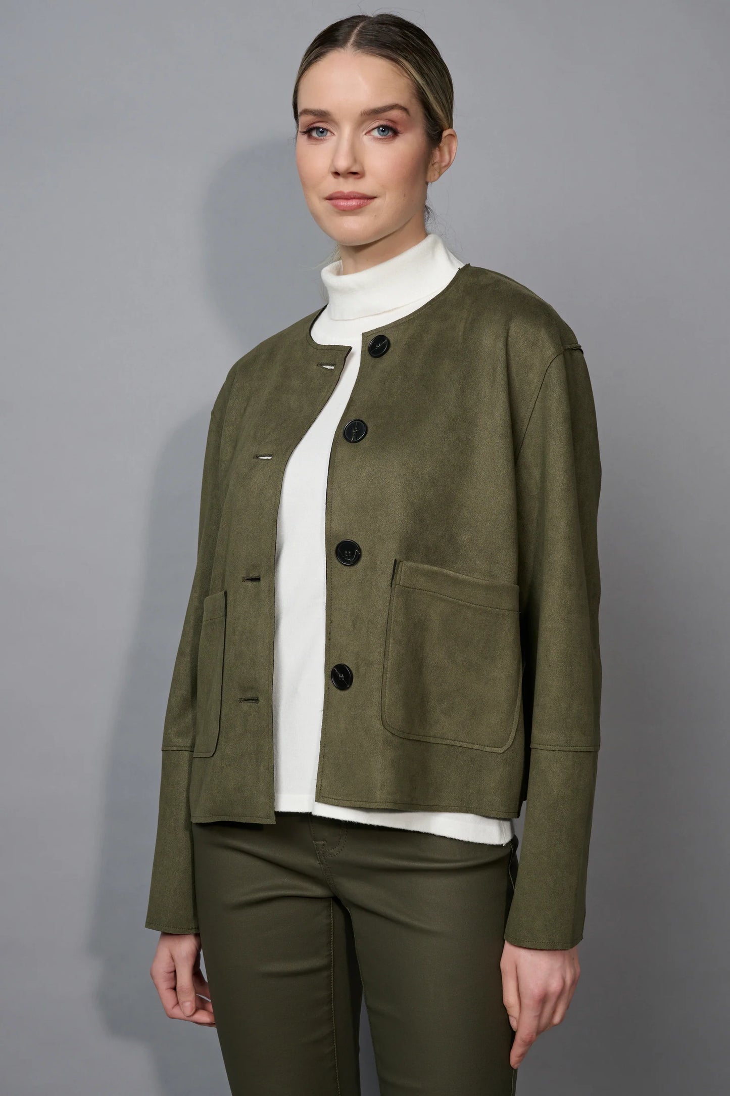 Picadilly Crew Neck Button Front Jacket