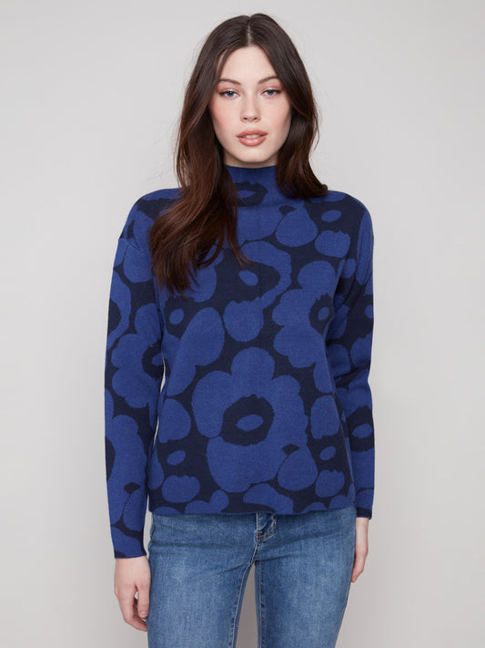Charlie B Indigo Jacquard Sweater