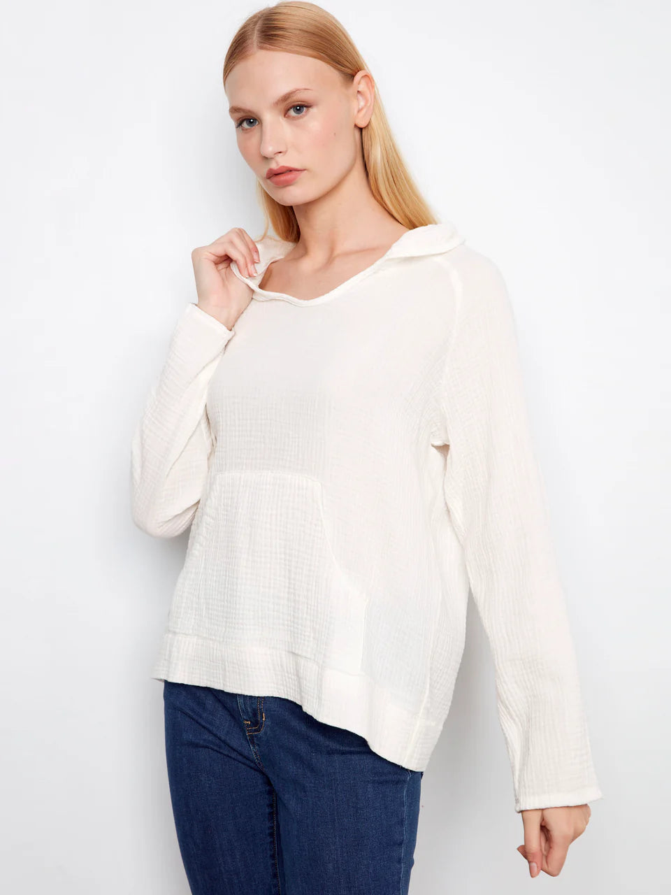 Charlie B Bubble Cotton White Hoodie