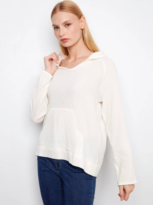 Charlie B Bubble Cotton White Hoodie