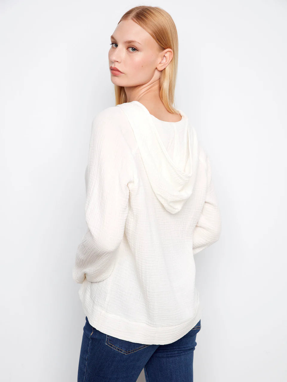 Charlie B Bubble Cotton White Hoodie