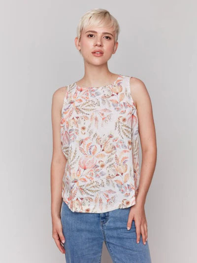 Charlie B Sleeveless Woven Top in Tropical
