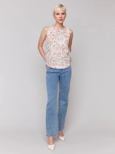 Charlie B Sleeveless Woven Top in Tropical