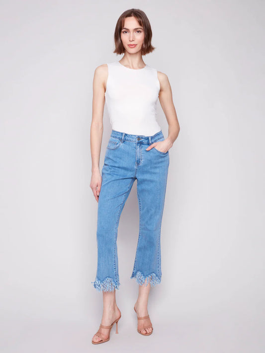 Charlie B Cropped Fringe Jeans
