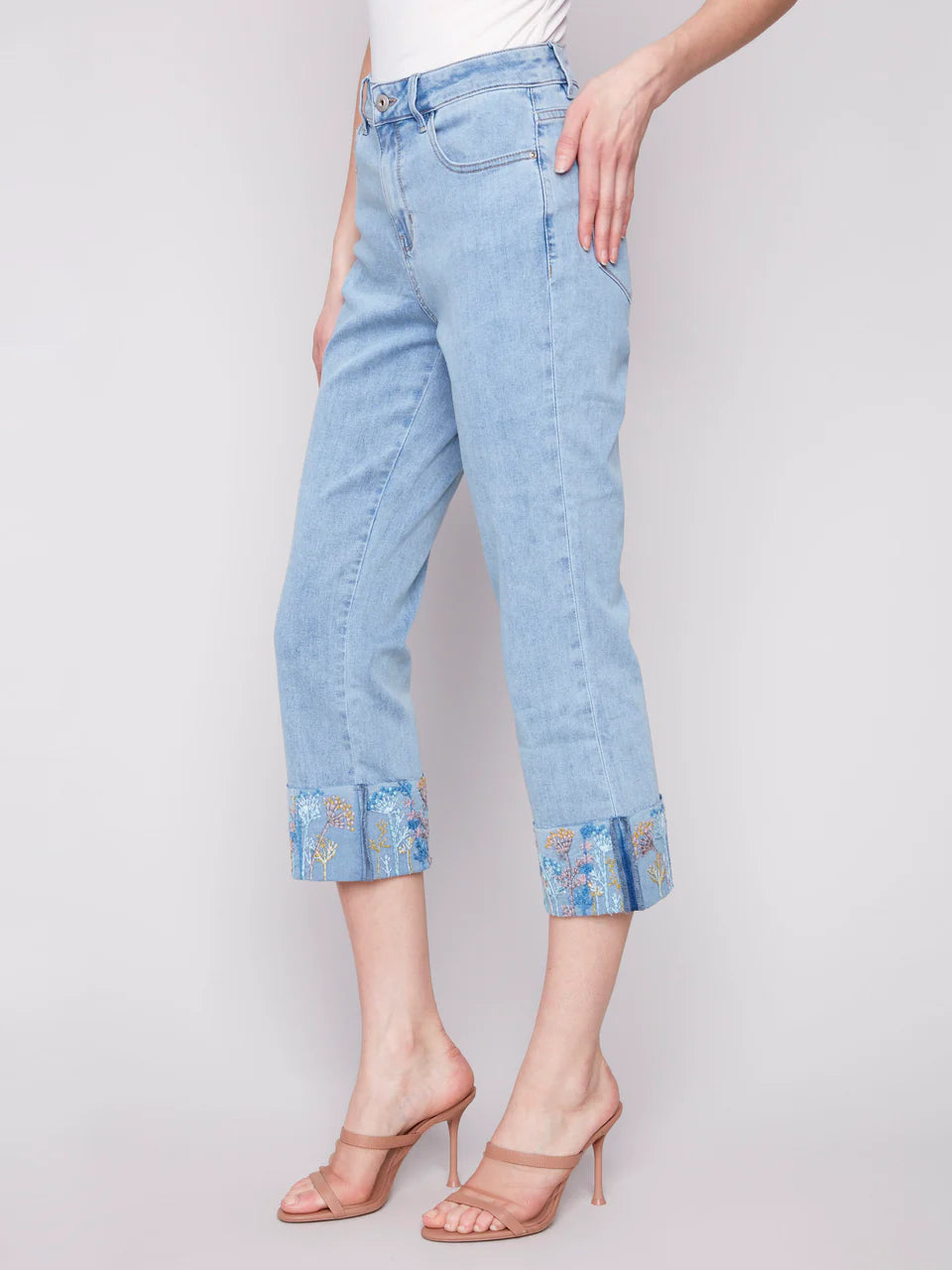 Charlie B Embroidered Crop Pants