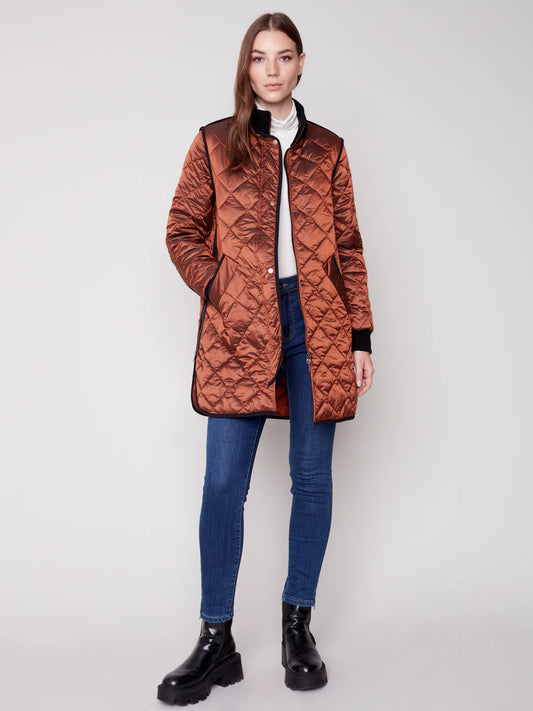 Charlie B Quilted Coat Cinnamon