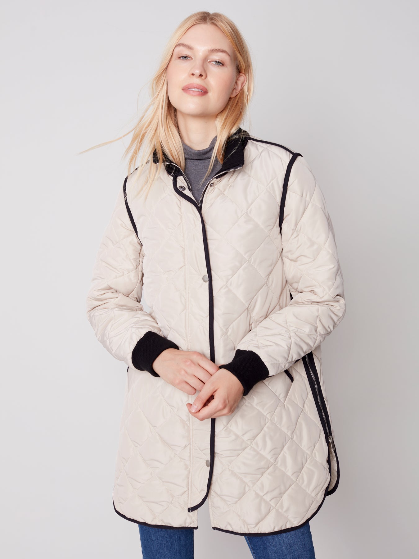 Charlie B  Quilted Coat Almond
