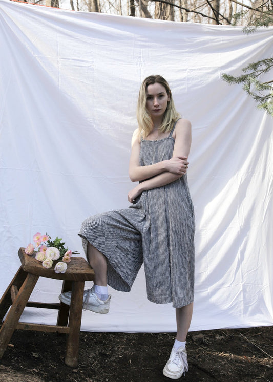 Cut loose Crinkle Check Jumpsuit