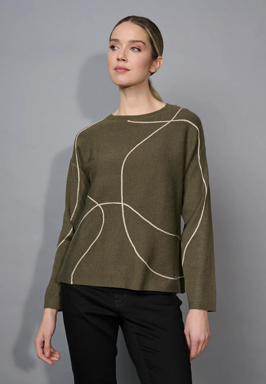 Picadilly Metallic Swirl Top in Capers