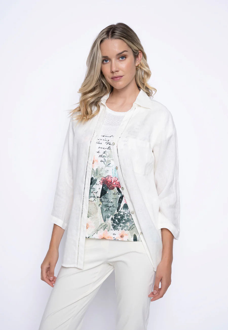 Picadilly 3/4 Sleeve Linen Blouse