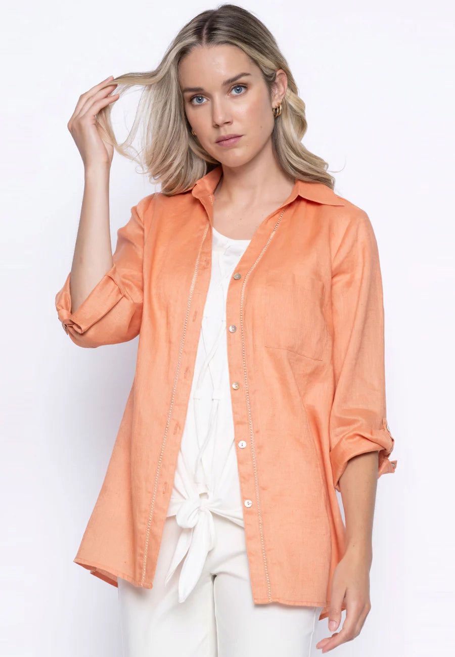 Picadilly 3/4 Sleeve Linen Blouse