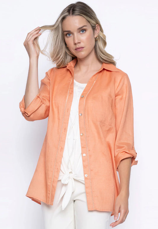 Picadilly 3/4 Sleeve Linen Blouse