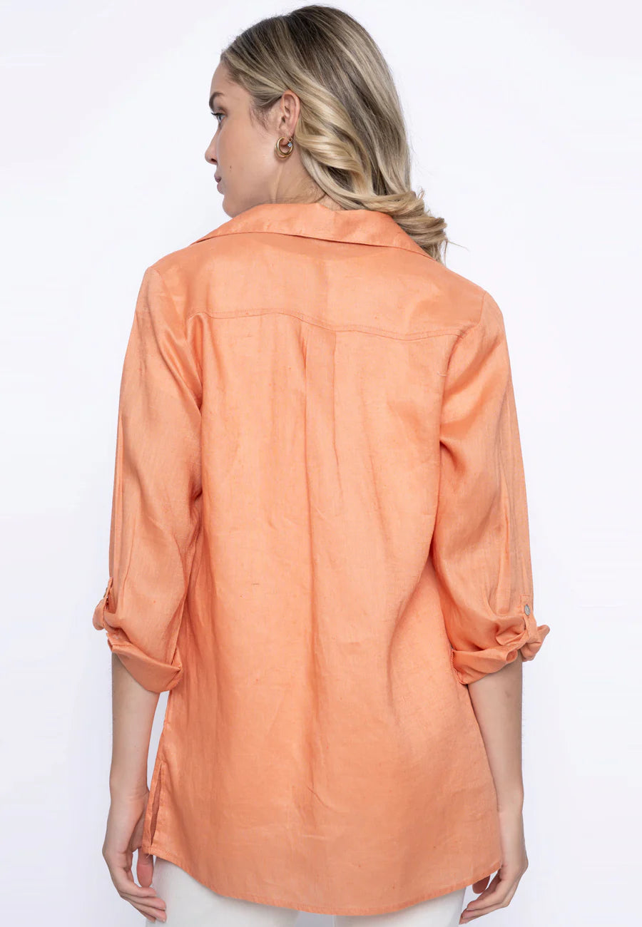 Picadilly 3/4 Sleeve Linen Blouse