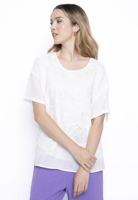 Picadilly White Embroidered Blouse