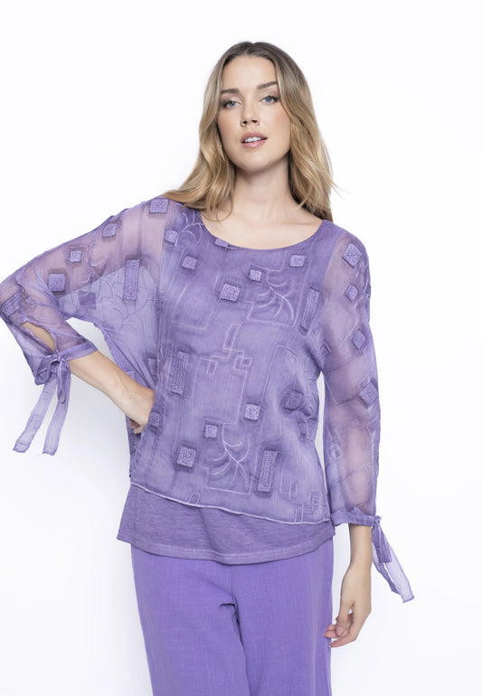 Picadilly Lavender Geo Lined Blouse