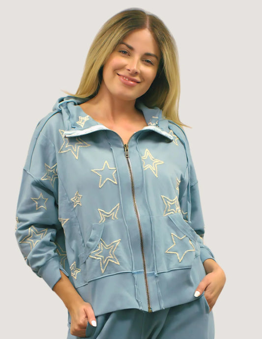Caite and Kyla Livia Jacket Vintage Blue