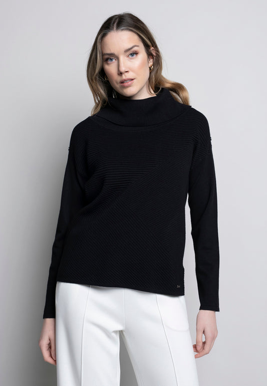 Picadilly Button Trim Black Sweater