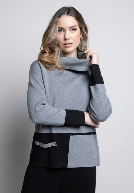 Picadilly Black Trim Top in Gray