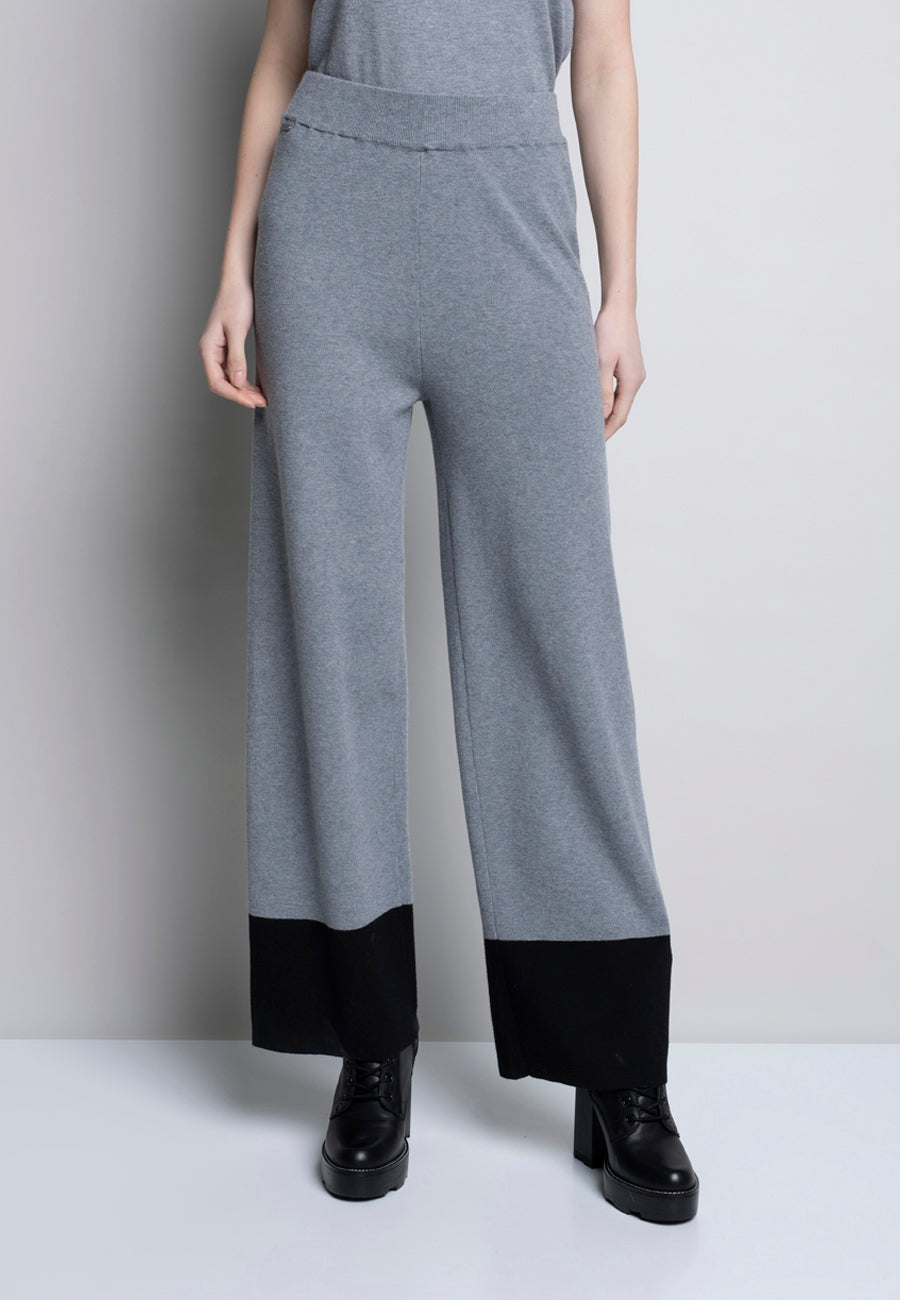 Picadilly Wide Leg Knit Pants Gray/Black