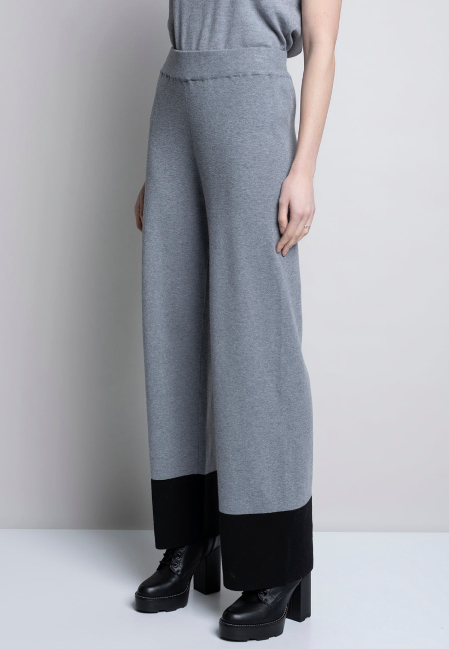 Picadilly Wide Leg Knit Pants Gray/Black