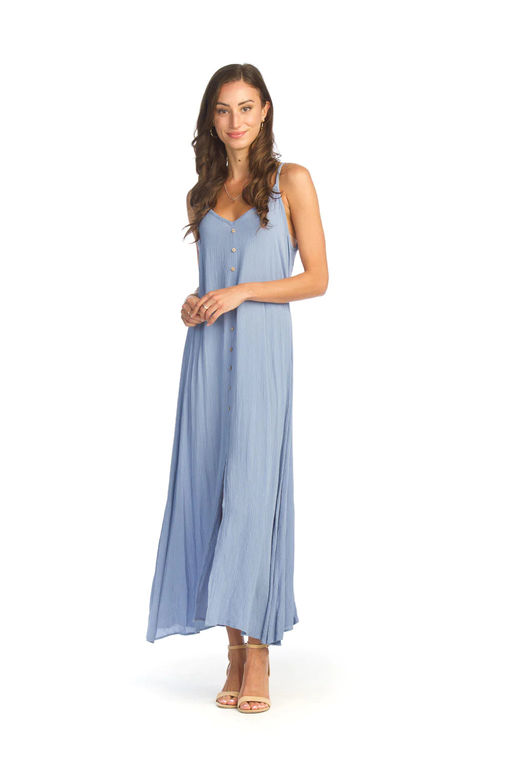 Papillon Chambray Blue Button Front Dress