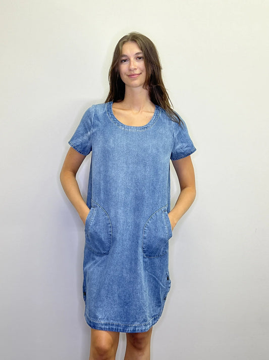 Papillon Denim Dress with Pockets