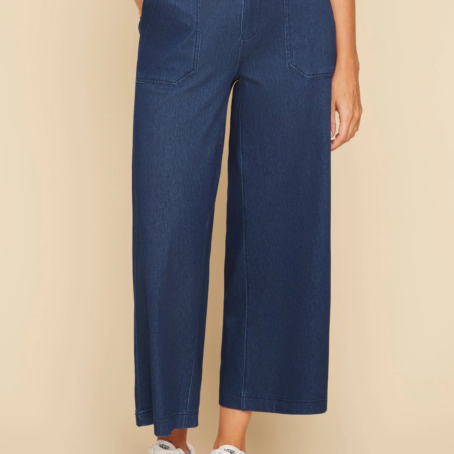 Renuar Wide Leg Knit Denim Pants