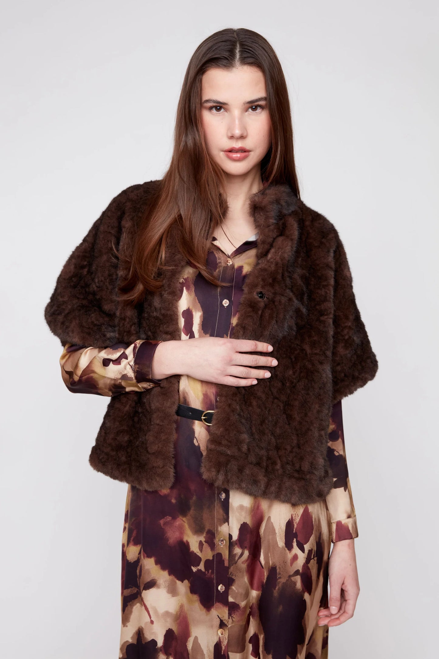 Renuar Chocolate Fur Poncho